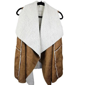 Vanilla Bay Women's Faux Sheepskin Sherpa Sleeveless Wrap Size Small Open Front